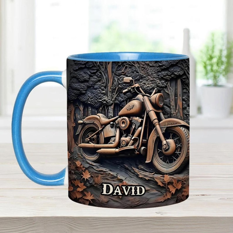 Never Underestimate An Old Man With A Motorcycle Personalized Biker Accent Mug, Motor Racer Coffee Cup Gift for Men, Custom Gift