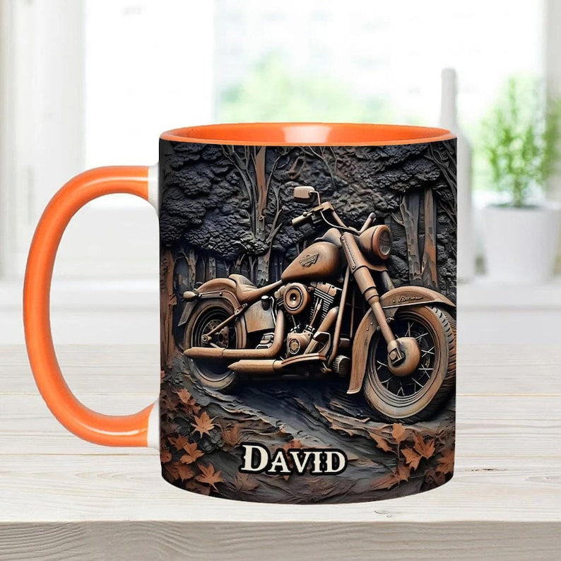 Never Underestimate An Old Man With A Motorcycle Personalized Biker Accent Mug, Motor Racer Coffee Cup Gift for Men, Custom Gift