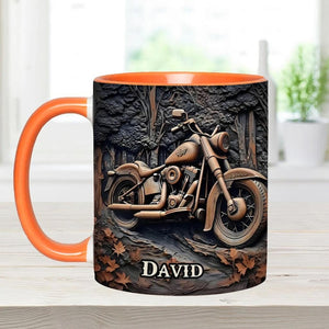 Never Underestimate An Old Man With A Motorcycle Personalized Biker Accent Mug, Motor Racer Coffee Cup Gift for Men, Custom Gift