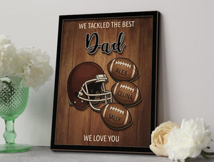 We tackled The Best Dad, Custom Wooden Plaque, Birthday, Fathers Day Gift For Football Dad, Football Lover, Gift For Dad, Gift For Him