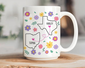 Long Distance Friend Mug, You Seriously Live Too Damn Far From Me, Custom State To State Mug, Best Friends Gifts, Birthday Gift, Bff Gift