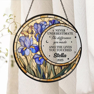 Personalized Retirement Stained Glass Suncatcher, Floral Retirement Window Decor, Retirement Keepsake, Retirement Gifts, Coworker Gifts