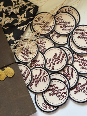 Stick On Travel Embroidered Patch | Where Your Heart Leads | Applique | Bag Deco | Red Traveler's Notebook Love and Trip Planner Accessory