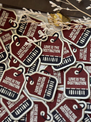 Stick On Travel Embroidered Patch | Love is the Destination | Applique | Bag Deco | Red Traveler's Notebook Love and Trip Planner Accessory