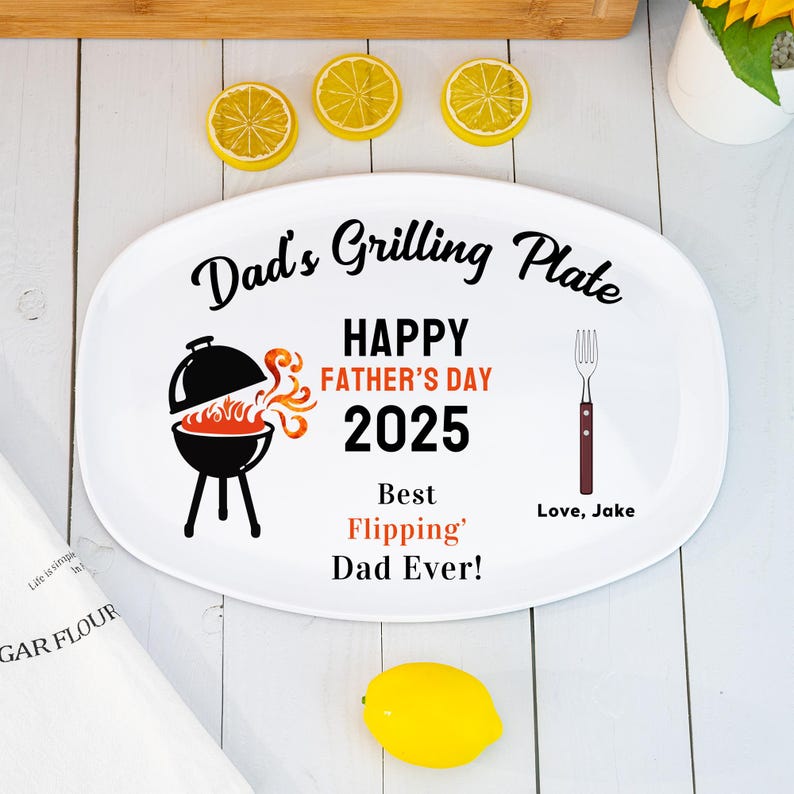 Personalized Grilling Plate for Daddy, Fathers Day Gift from Kids, Daddy's Grilling Plate, Memorial Keepsake, Gifts for Daddy/Grandpa