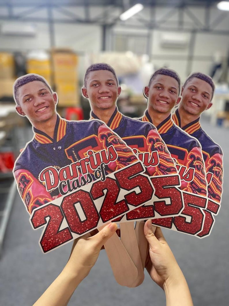 Custom Graduation Fans, Face Fans With Wooden Handle, Graduation Head, Grad Face Fans, Class of 2025 Head Fans, Graduation Faces on a Stick