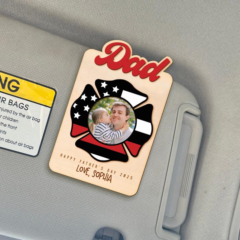 Custom Photo Car Visor Clip, Police Badge Visor Clip, Father's Day Gift, Firefighter Visor Clip, Police Officer Gift, Firefighter Gift