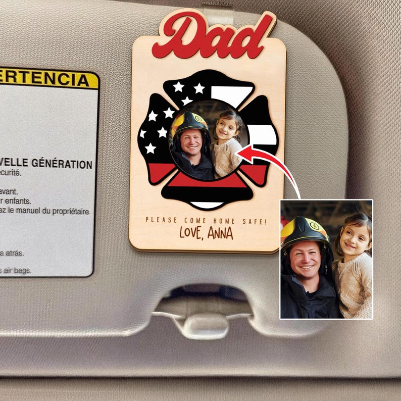 Custom Photo Car Visor Clip, Police Badge Visor Clip, Father's Day Gift, Firefighter Visor Clip, Police Officer Gift, Firefighter Gift