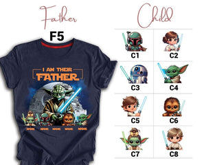 Father's Day Shirt with Kids Names, Space Dad Tee, Custom Star Wars Character T-Shirt
