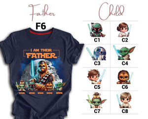 Father's Day Shirt with Kids Names, Space Dad Tee, Custom Star Wars Character T-Shirt