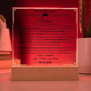 High School Graduation Gift For Son Gift From Parents To Son Personalized Graduation Plaque Gift From Mom and Dad To Son College Graduate