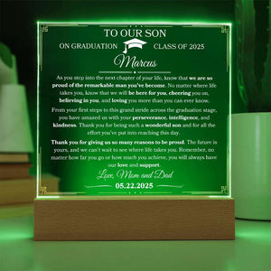 High School Graduation Gift For Son Gift From Parents To Son Personalized Graduation Plaque Gift From Mom and Dad To Son College Graduate