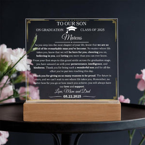 High School Graduation Gift For Son Gift From Parents To Son Personalized Graduation Plaque Gift From Mom and Dad To Son College Graduate