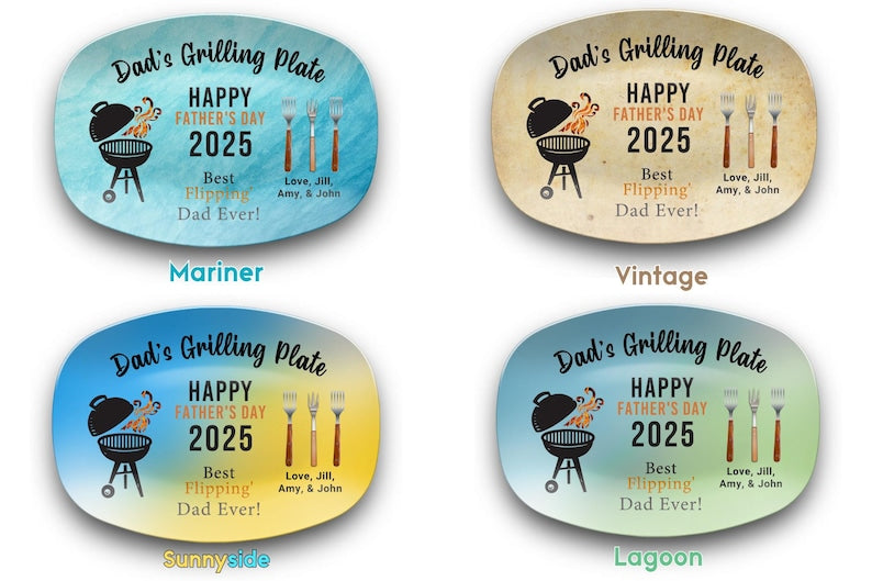 Personalized Dad Grilling Plate, Custom BBQ Platter, Fathers Day Gift, Grill Plate Gift From Kids, Papa Gift, Daddy 2025, Grandpa Plate