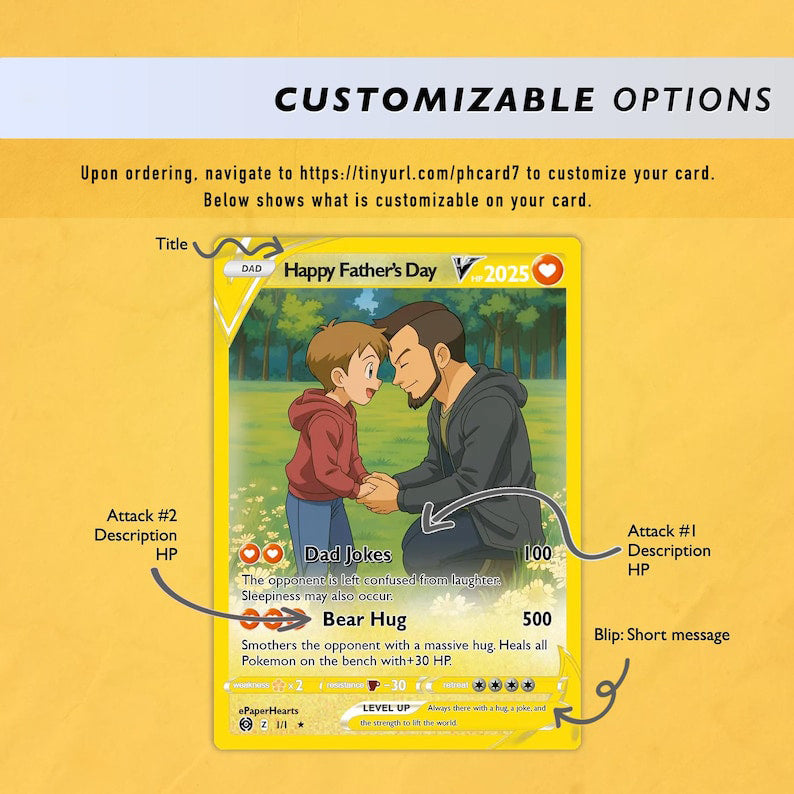 father's day pokemon cards Father's Day Custom Trainer Card – Personalized Anime-Style Trading Ca
