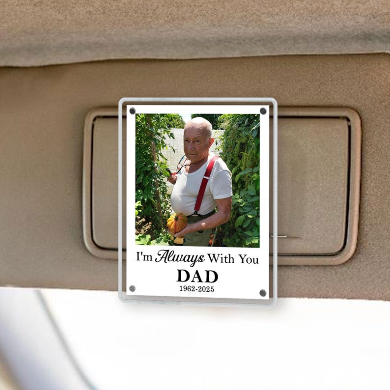Personalized Memorial Photo Car Visor Clip Remembrance Gift, Sympathy Gift for Loss of Dad, Memorial Keepsake, Loss of Father Gift