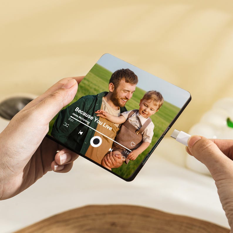 Custom Music Fridge Magnet, Personalized Photo & Music Fridge Magnet, Play Whole Song Music Box, Anniversary Gift for Him, Father's Day Gift