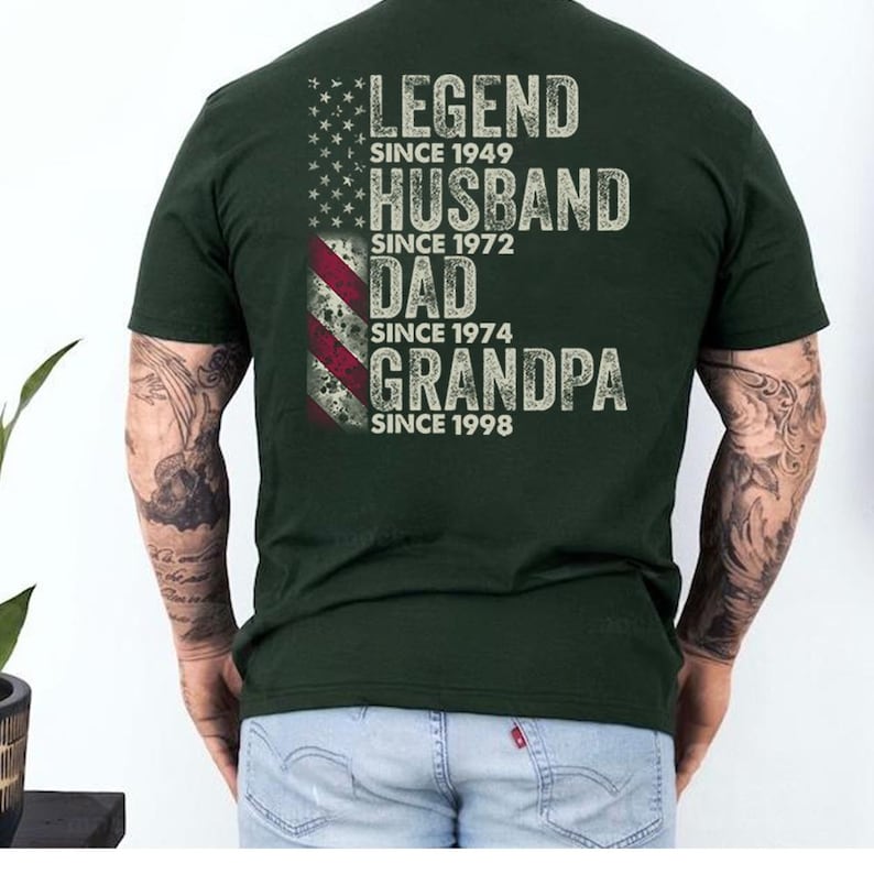 Custom Legend Husband Dad Papa Nation Flag Personalized Shirt, Father's Day Gift for Dad, Grandpa EST Shirt