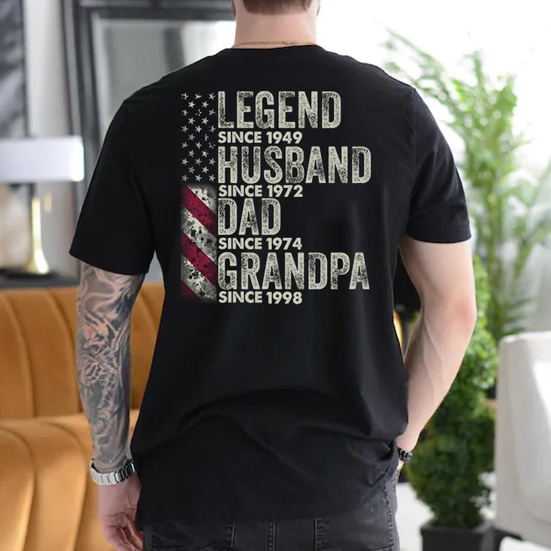 Custom Legend Husband Dad Papa Nation Flag Personalized Shirt, Father's Day Gift for Dad, Grandpa EST Shirt