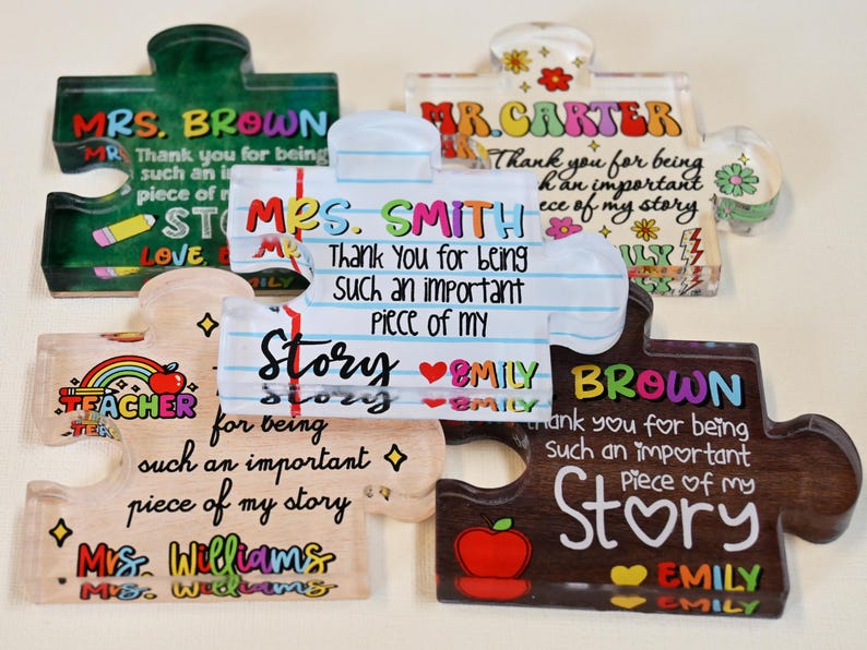 Personalized Teacher Appreciation Gift Puzzle Piece, Custom Acrylic Desk Decor for Classroom, End of Year Gift from Student, Thank you Gift