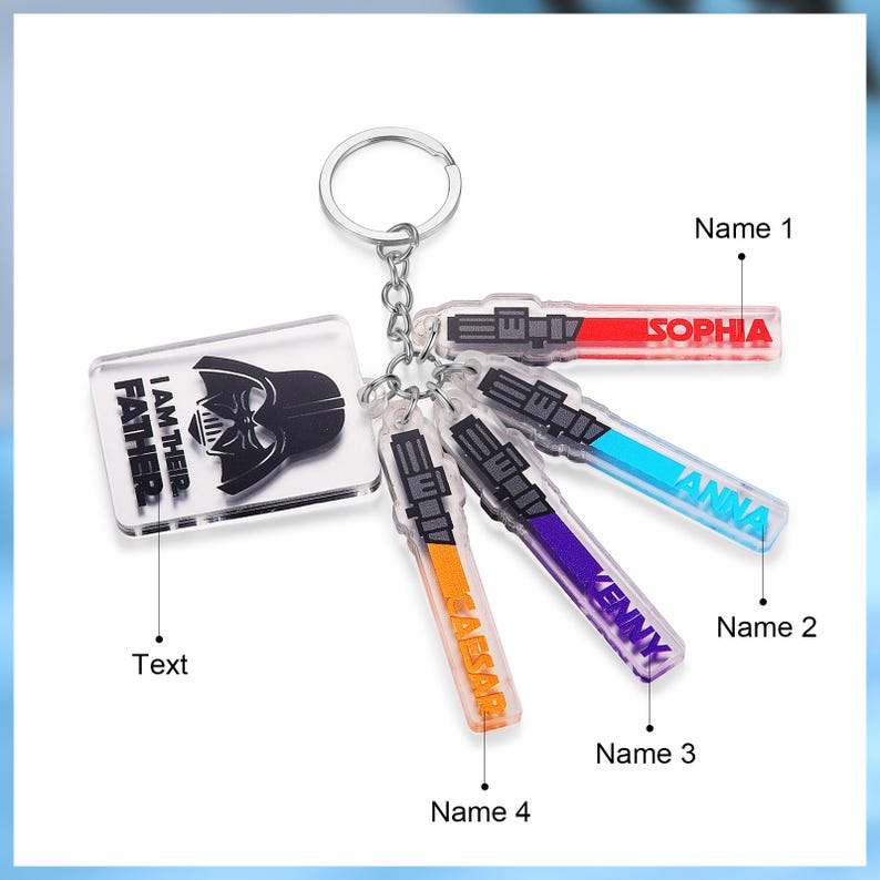Fathers Day Gift, I'm Their Father Keyring, Personalized Dad Key Chain with Kids Names, Custom Name Lightsaber | Star Wars Keychain for Dad