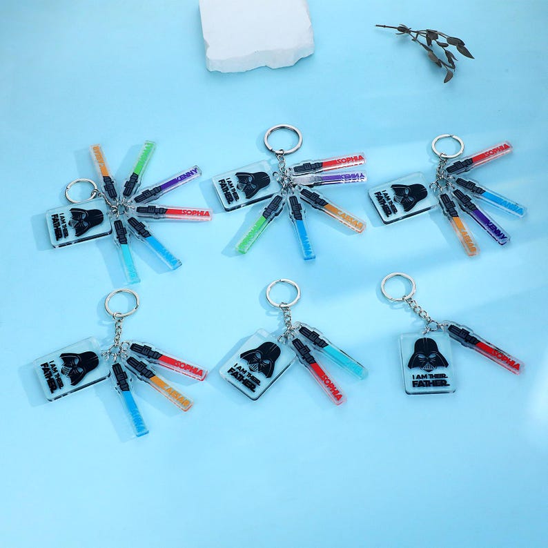 Fathers Day Gift, I'm Their Father Keyring, Personalized Dad Key Chain with Kids Names, Custom Name Lightsaber | Star Wars Keychain for Dad