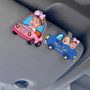 Personalized Father's Day Gift For Dad, Custom Kids Photo Sun Visor Clip, Drive Safe Dad Gift, Baby Face Drive Car Visor Clip, Gift For Papa