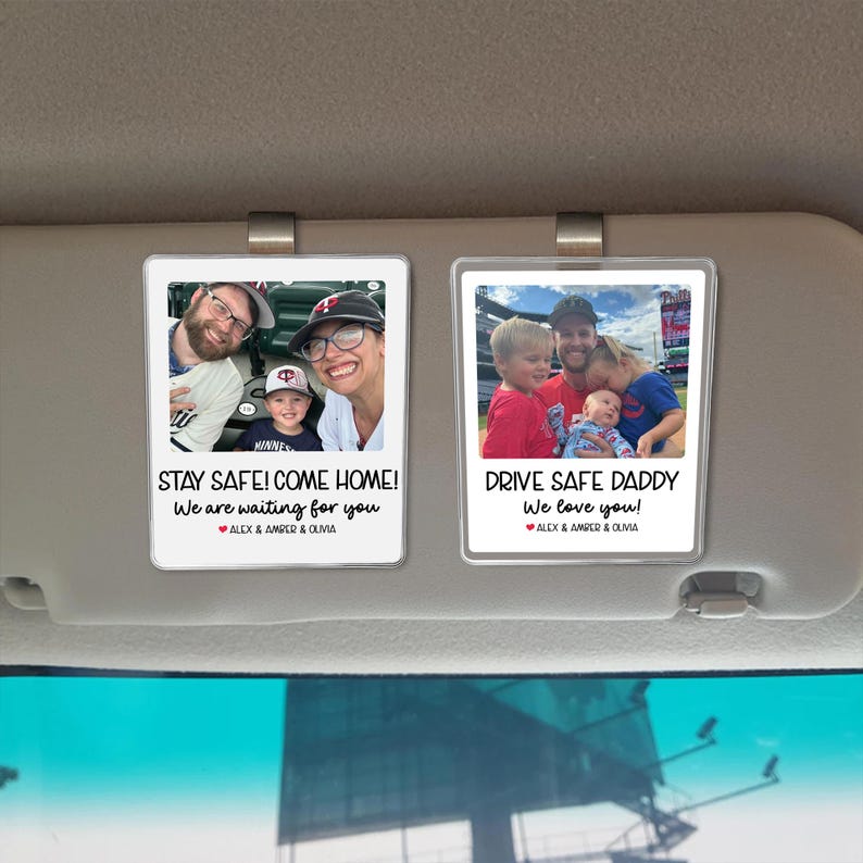 Personalized Dad Car Visor Clip, Fathers Day Gifts, Drive Safe Daddy Gift Idea, Gift for Grandpa, Father s Day Dad Picture Frame