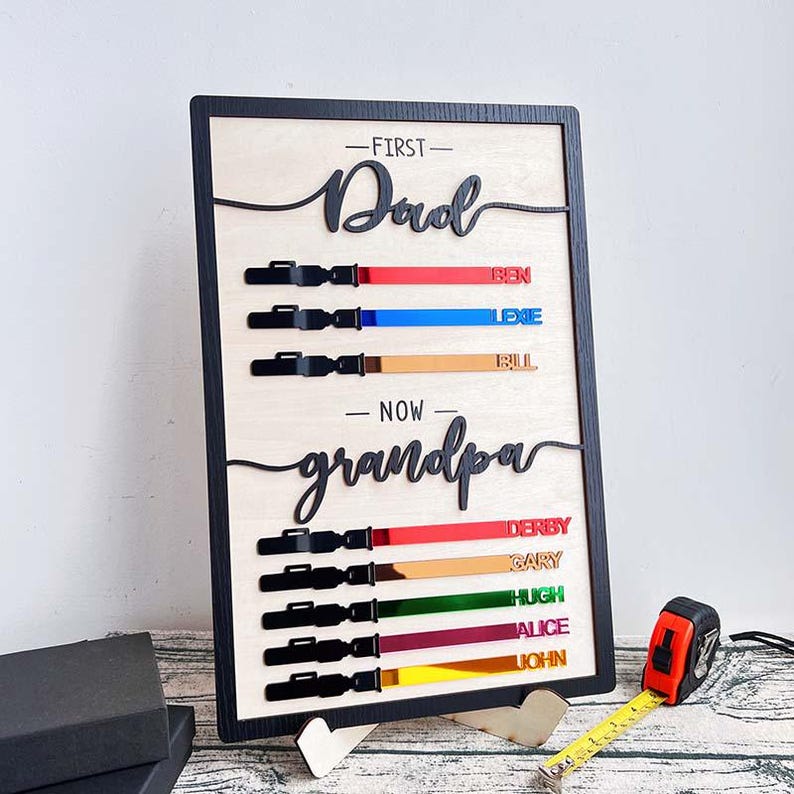 Personalized Father's Day Gifts, Custom Wooden Family Sign, First Dad Now Grandpa, Gift For Dad, Grandpa Gift, Gift For Him, Best Dad Ever