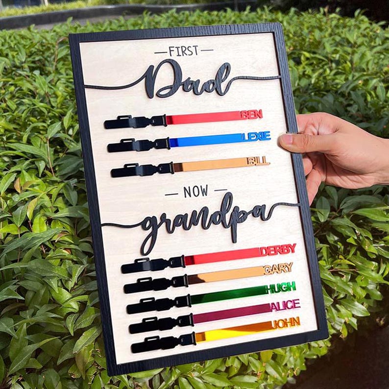 Personalized Father's Day Gifts, Custom Wooden Family Sign, First Dad Now Grandpa, Gift For Dad, Grandpa Gift, Gift For Him, Best Dad Ever