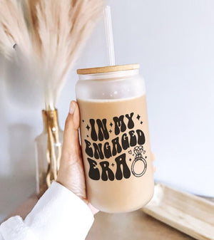 In My Engaged Era Iced Coffee Glass Cup - Engagement Gift - New Bride Gift - Fianc e Gift - Bride to Be Tumbler - Gifts for Her