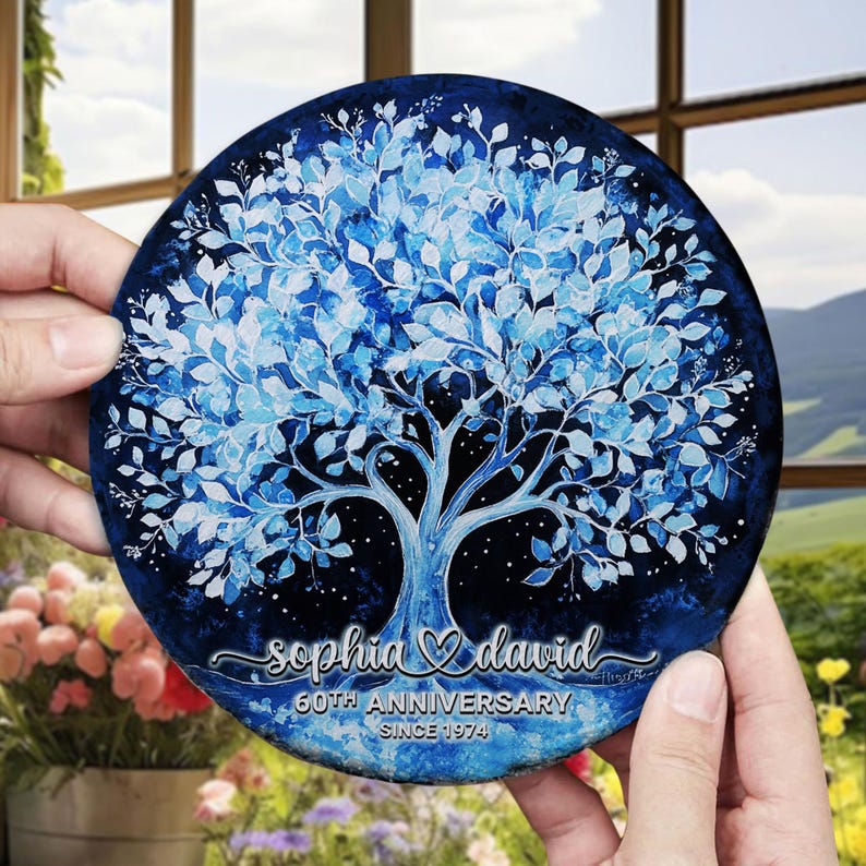 Personalized 60th Wedding Anniversary Garden Stone, 60 Diamond Wedding Gifts For Parents, Diamond 60th Anniversary Gift, Husband Gift