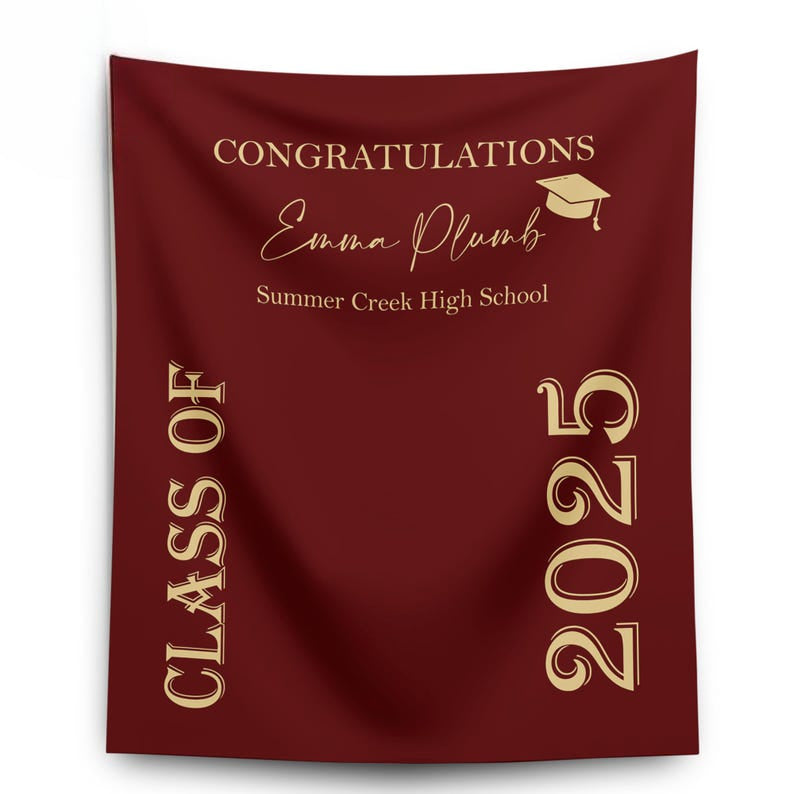 2026 Maroon Graduation Backdrop Custom Class of 2026 Photo Booth Decor Congrats Grad Personalized Grad Party Decor