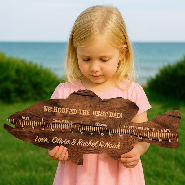 Personalized Fish Ruler for Fathers Day Gift From Kids, Fishing Gift for Dad, Funny Fish Ruler for Dad Gift for Grandpa, Fishing Buddy Gift