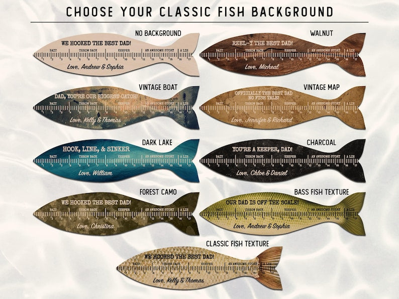 Personalized Fish Ruler for Fathers Day Gift From Kids, Fishing Gift for Dad, Funny Fish Ruler for Dad Gift for Grandpa, Fishing Buddy Gift