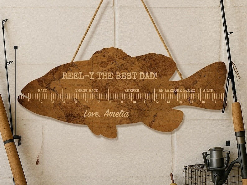 Personalized Fish Ruler for Fathers Day Gift From Kids, Fishing Gift for Dad, Funny Fish Ruler for Dad Gift for Grandpa, Fishing Buddy Gift
