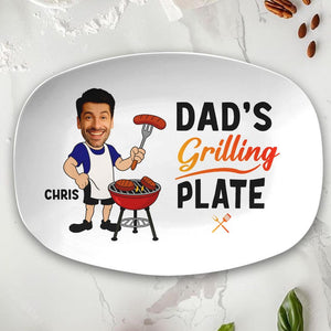 Custom Photo Papa's Grilling Plate, Personalized Grandpa Platter, Fathers Day Gift, Funny Dad Gift, Personalized Platter With Photo & Name