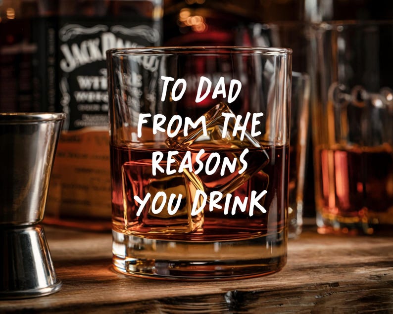 Personalized Fathers Day Gifts From Kids, To Dad From The Reasons You Drink Whiskey Glass, Custom Face Kids Whiskey Glass,Funny Gift For Dad