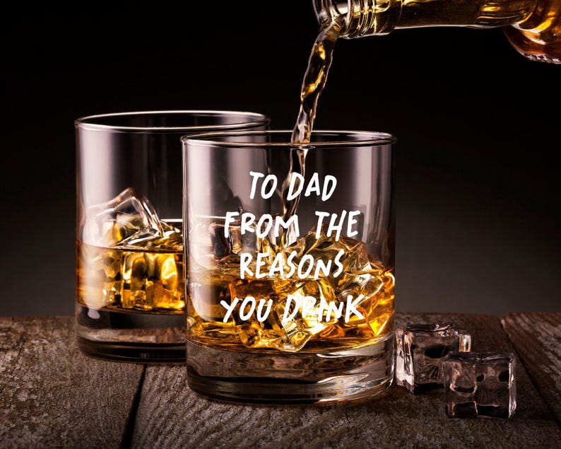 Personalized Fathers Day Gifts From Kids, To Dad From The Reasons You Drink Whiskey Glass, Custom Face Kids Whiskey Glass,Funny Gift For Dad