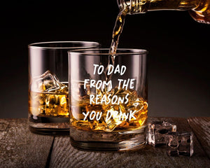 Personalized Fathers Day Gifts From Kids, To Dad From The Reasons You Drink Whiskey Glass, Custom Face Kids Whiskey Glass,Funny Gift For Dad