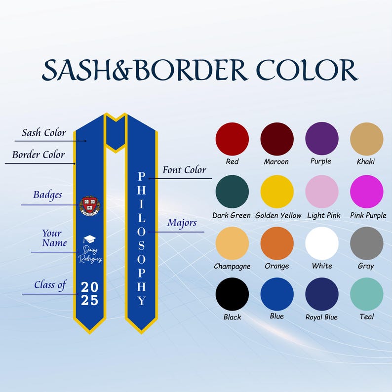 Custom Class of 2025 stoles Graduation, Personalized Logo Text Grad Stole Sash, Customized Gradute Stole with Your Design, Grad Gifts Idea