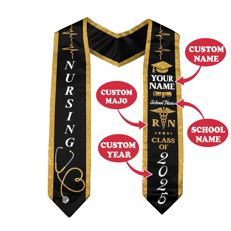 Customized Nursing Stole, Nursing Graduation Stole, RN Stole Nursing Stole Graduation 2025, Nursing Graduation, Nursing Stole Graduate 2026