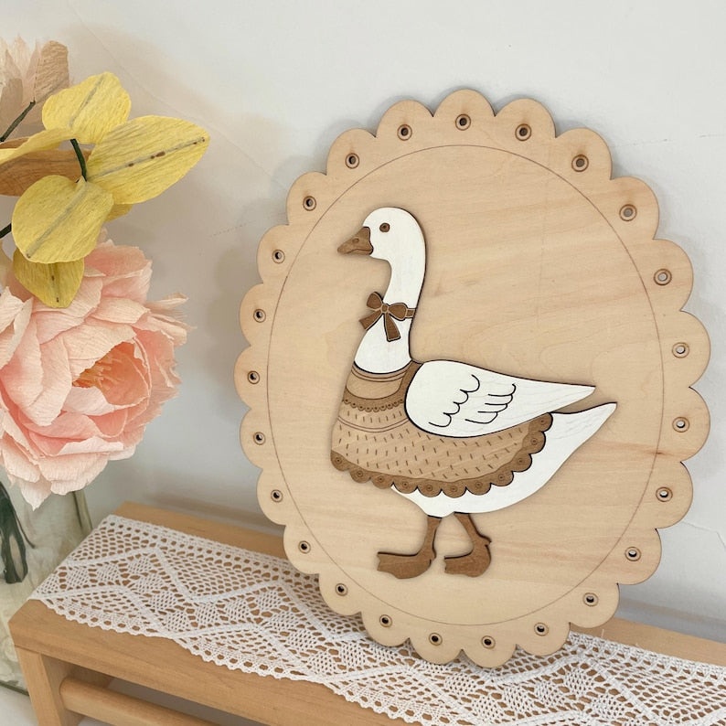 Personalized Wooden Goose Nursery Name Sign. Vintage wall decor for kids room. Babyshower gift