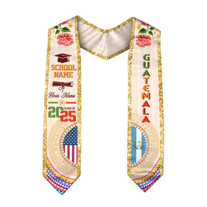Personalized Guatemalan American Flag Graduation Sash 2025, Guatemala Graduation Stole, Guatemalan Graduation 2025, Custom Graduation Stole