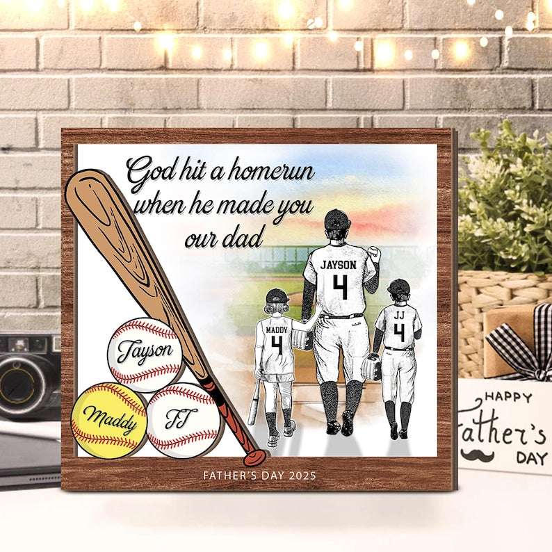 Personalized Sport Dad Sign, Custom Baseball Dad Gift From Kids, Softball Dad Gift, Father's Day Gift, Gift For Dad, Gift For Husband