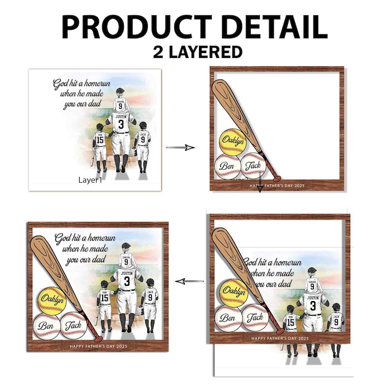 Personalized Sport Dad Sign, Custom Baseball Dad Gift From Kids, Softball Dad Gift, Father's Day Gift, Gift For Dad, Gift For Husband