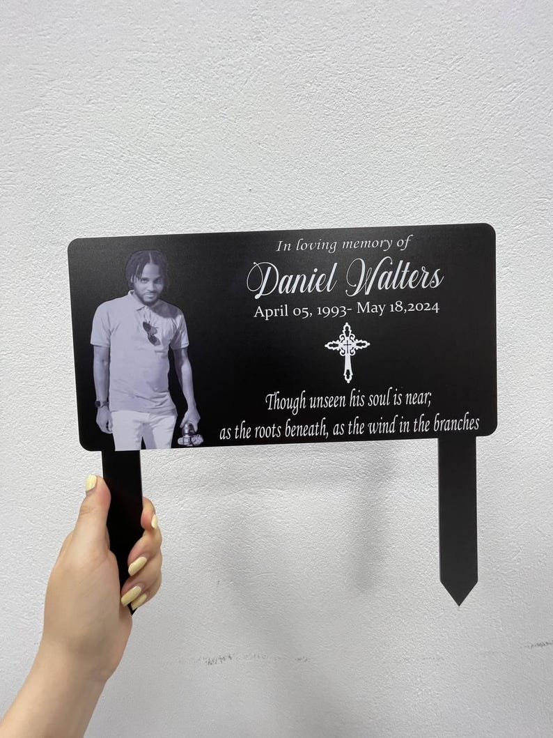 Custom Photo Grave Marker, Temporary Grave Marker With Photo, Outdoor Memorial Plaque, Sympathy Plaque, Remembrance Plaque