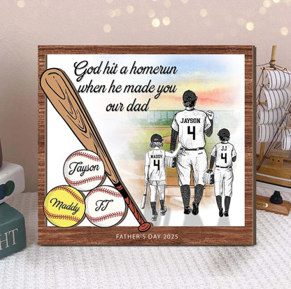 Personalized Sport Dad Sign, Custom Baseball Dad Gift From Kids, Softball Dad Gift, Father's Day Gift, Gift For Dad, Gift For Husband
