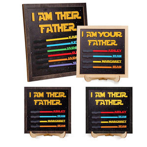Personalized I Am Their Father Galaxy Background Wooden Sign, Rustic Custom Father's Day Gift for Dad