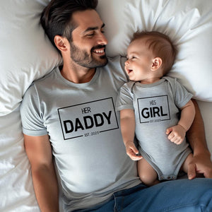 Matching Daddy and Me Shirts, Her Dad & His Girl Est. Year, Personalized Father s Day Gift, New Dad Outfit, Family Matching Set